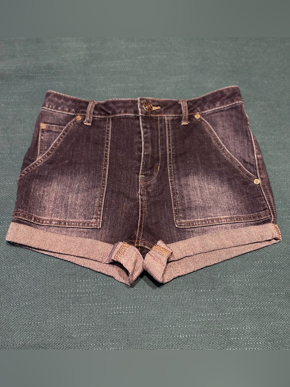 Free People Washed Denim Patch-Pocket Shorts